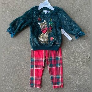 NWT Tahari 2 Piece Set Holiday Cat : 12months